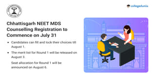 Chhattisgarh NEET MDS Counselling Registration Open Till July 31, Round 1 Merit List to be Out on August 3